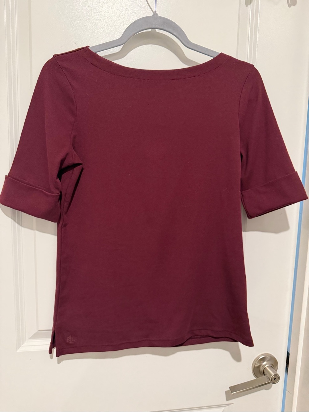 Lauren Ralph Lauren Burgundy Elbow-Sleeve Knit Top